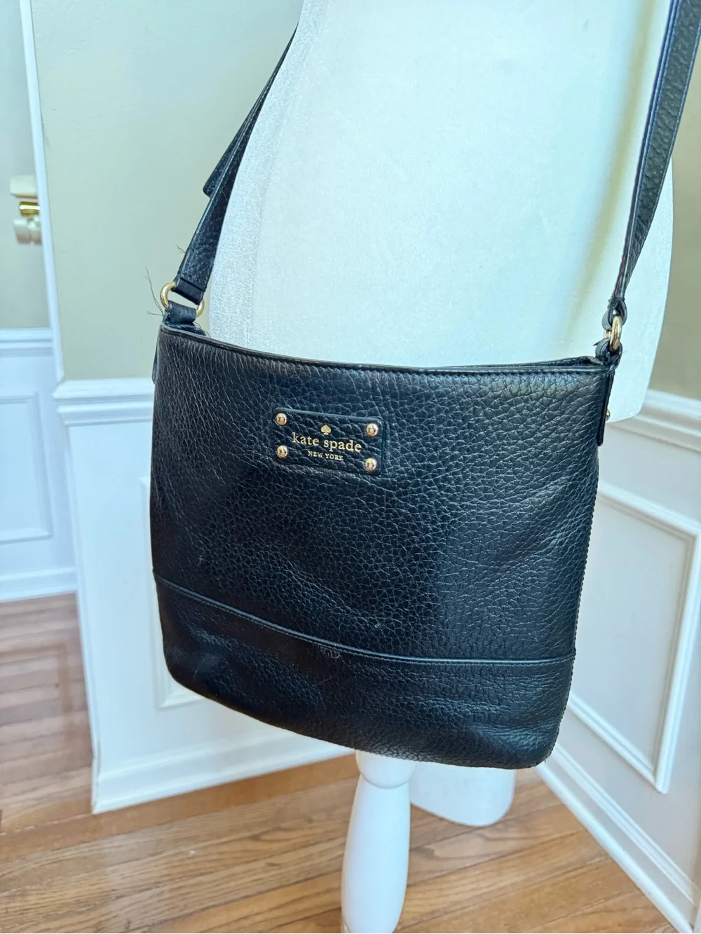 kate spade Black Pebbled Leather Crossbody Organizer
